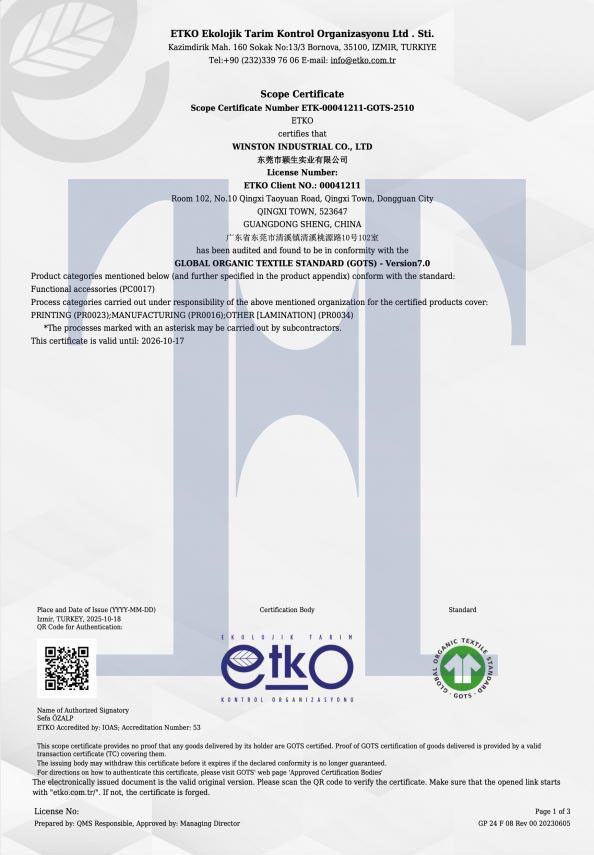 Scope Certificate